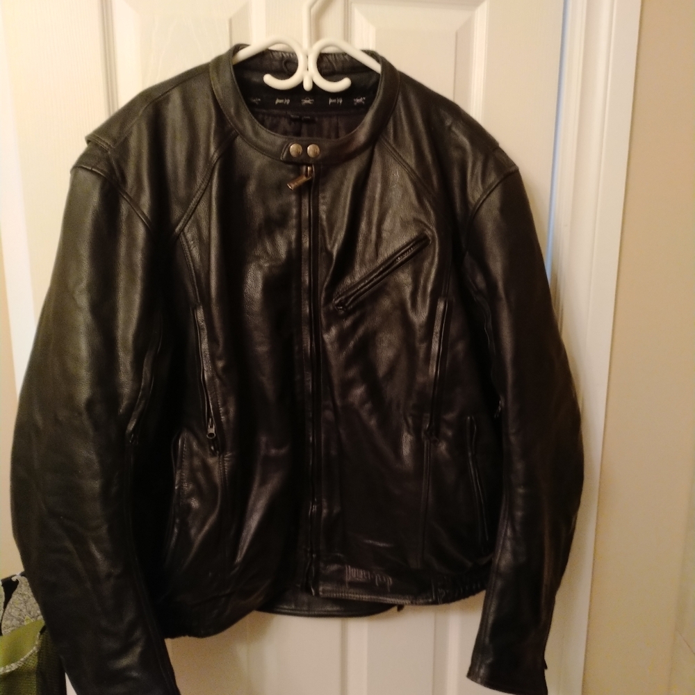 Power Trip Leather Motorcycle Jacket With Removable Liner Man's 5XL